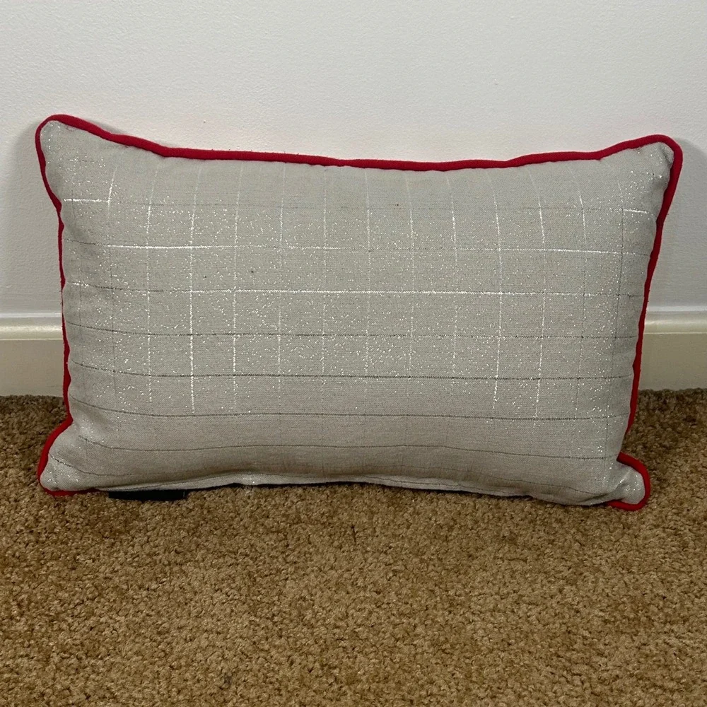 Envogue Christmas Santa Claus Lumbar Pillow Beaded Festive Holiday 15x10‎ inch